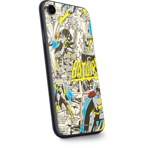 DC Comics Batman Batgirl Vintage Action pose pattern iPhone XR Skin