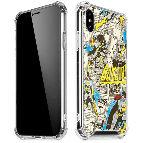 DC Comics Batman Batgirl Vintage Action pose pattern iPhone XS Max Clear Case