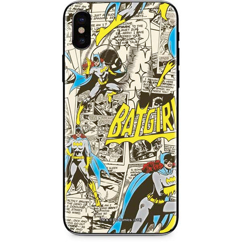 DC Comics Batman Batgirl Vintage Action pose pattern iPhone XS Skin