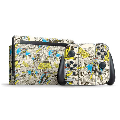 DC Comics Batman Batgirl Vintage Action pose pattern Nintendo Switch Bundle Skin