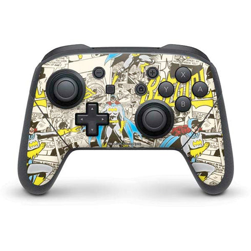 DC Comics Batman Batgirl Vintage Action pose pattern Nintendo Switch Pro Controller Skin