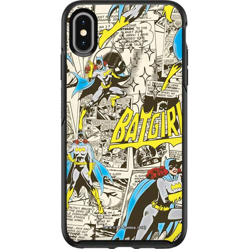 DC Comics Batman Batgirl Vintage Action pose pattern Otterbox Symmetry iPhone Skin