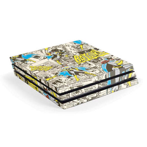 DC Comics Batman Batgirl Vintage Action pose pattern PS4 Pro Console Skin