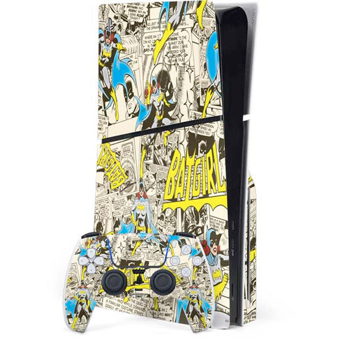 DC Comics Batman Batgirl Vintage Action pose pattern PS5 Slim Disk Bundle Skin