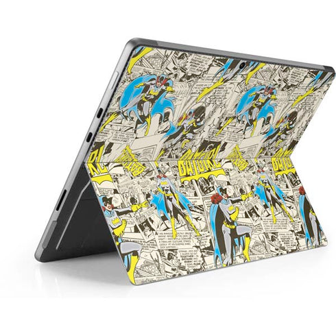 DC Comics Batman Batgirl Vintage Action pose pattern Surface Pro 8 Skin
