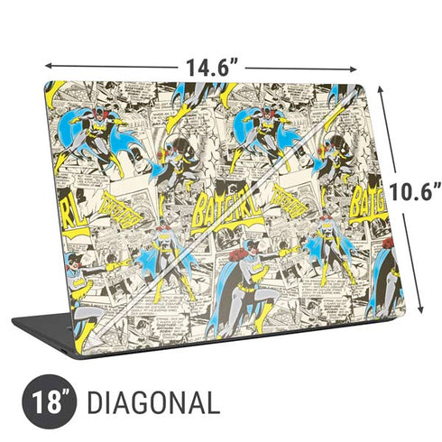 DC Comics Batman Batgirl Vintage Action pose pattern Universal Laptop 18in (14.6 x 10.6in) Skin
