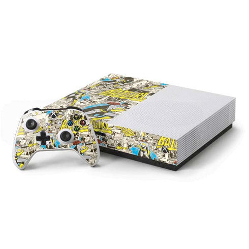 DC Comics Batman Batgirl Vintage Action pose pattern Xbox One S Console and Controller Bundle Skin