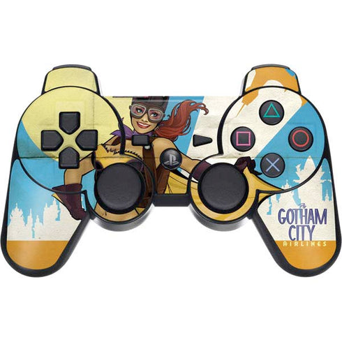 DC Comics Bombshells Batgirl- Fly Gotham City Airlines PS3 Dual Shock wireless controller Skin