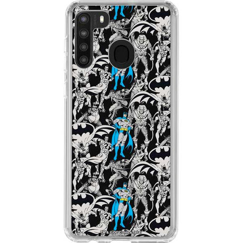 DC Comics Batman Characters Action Poses Print Galaxy A21 Clear Case