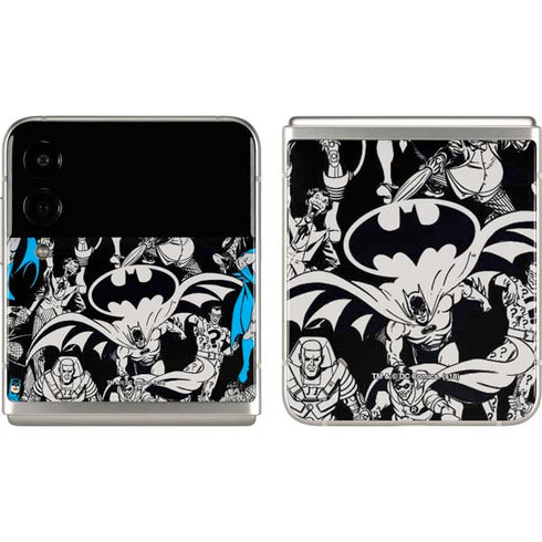 DC Comics Batman Characters Action Poses Print Galaxy Z Flip3 5G Skin