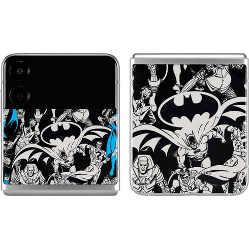 DC Comics Batman Characters Action Poses Print Galaxy Z Flip4 5G Skin