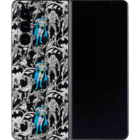 DC Comics Batman Characters Action Poses Print Galaxy Z Fold4 5G Skin