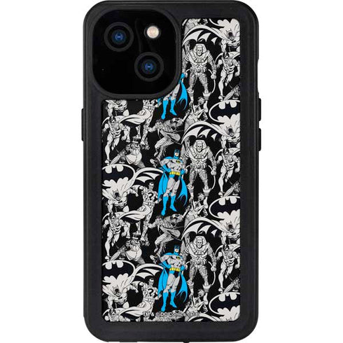 DC Comics Batman Characters Action Poses Print iPhone 15 Waterproof Case