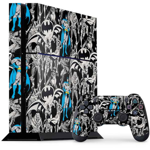 DC Comics Batman Characters Action Poses Print PS4 Console and Controller Bundle Skin