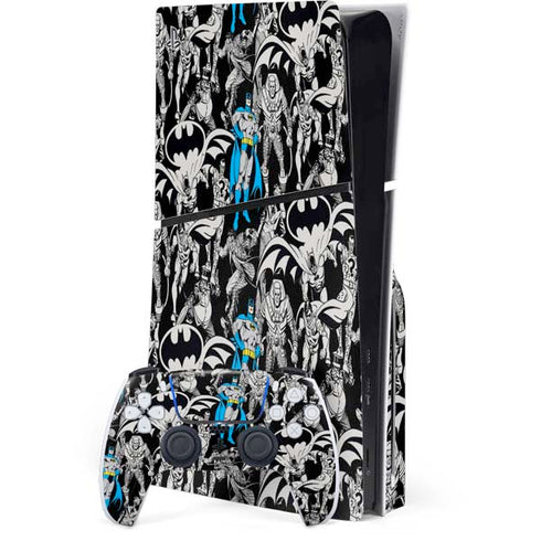 DC Comics Batman Characters Action Poses Print PS5 Slim Disk Bundle Skin