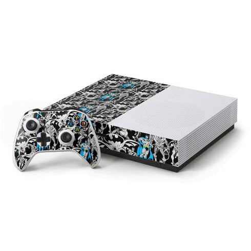 DC Comics Batman Characters Action Poses Print Xbox One S Console and Controller Bundle Skin
