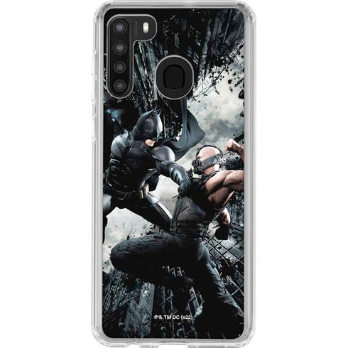 The Dark Knight Rises Batman and Bane Fighting Galaxy A21 Clear Case