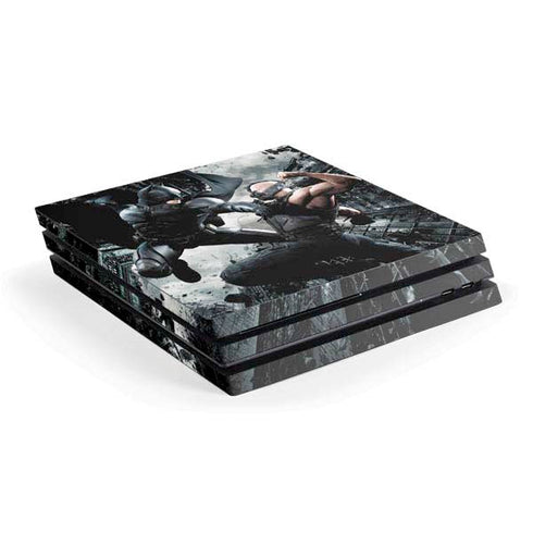 The Dark Knight Rises Batman and Bane Fighting PS4 Pro Console Skin