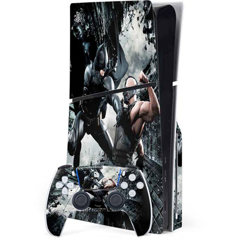 The Dark Knight Rises Batman and Bane Fighting PS5 Slim Disk Bundle Skin
