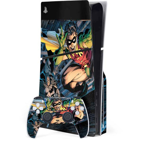 DC Comics Batman All Star Batman & Robin, The Boy Wonder ( Batman & Robin in Action) By Jim Lee PS5 Slim Disk Bundle Skin