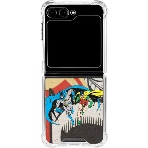 DC Comics Batman and Robin Vintage Action Pose Galaxy Z Flip5 5G Clear Case
