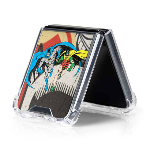 DC Comics Batman and Robin Vintage Action Pose Galaxy Z Flip5 5G Clear Case
