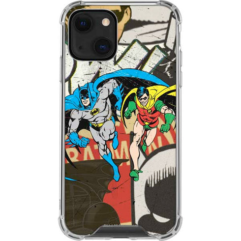 DC Comics Batman and Robin Vintage Action Pose iPhone 14 Plus Clear Case