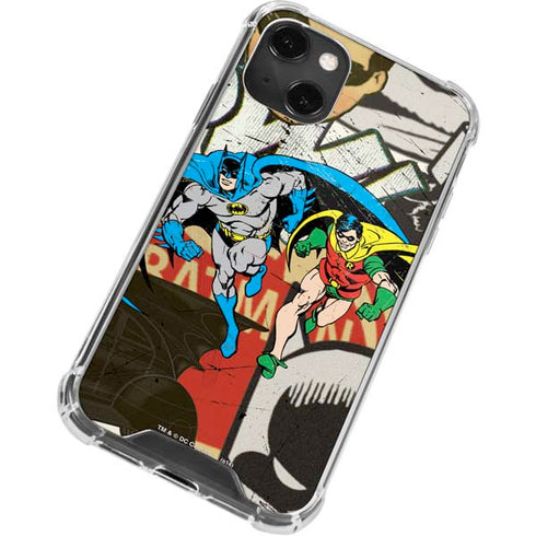 DC Comics Batman and Robin Vintage Action Pose iPhone 14 Plus Clear Case