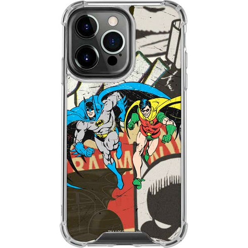 DC Comics Batman and Robin Vintage Action Pose iPhone 15 Pro Clear Case