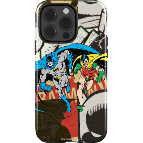 DC Comics Batman and Robin Vintage Action Pose iPhone 15 Pro Impact Case