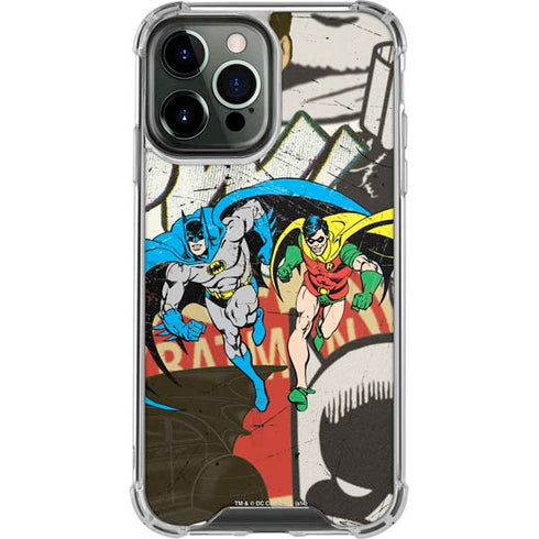 DC Comics Batman and Robin Vintage Action Pose iPhone 14 Pro Max Clear Case