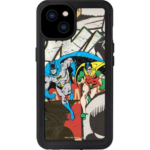 DC Comics Batman and Robin Vintage Action Pose iPhone 15 Plus Waterproof Case