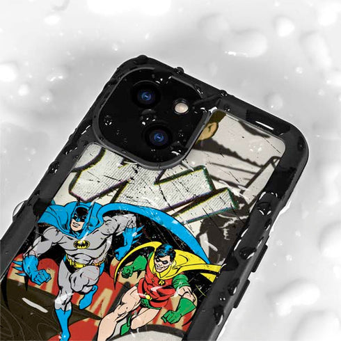 DC Comics Batman and Robin Vintage Action Pose iPhone 15 Plus Waterproof Case