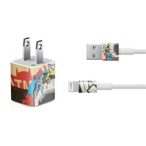 DC Comics Batman and Robin Vintage Action Pose iPhone Charger (5W USB) Skin