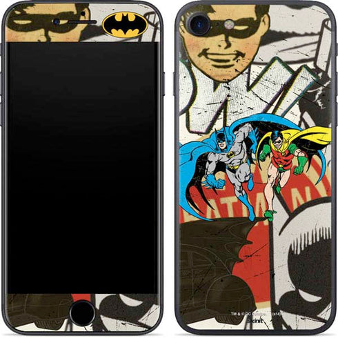 DC Comics Batman and Robin Vintage Action Pose iPhone SE (2nd & 3rd Gen) Skin