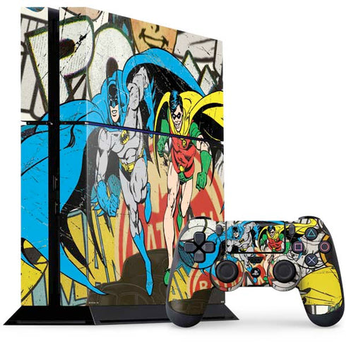 DC Comics Batman and Robin Vintage Action Pose PS4 Console and Controller Bundle Skin