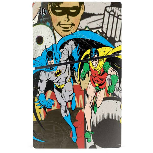 DC Comics Batman and Robin Vintage Action Pose PS5 Slim Disk Console Skin