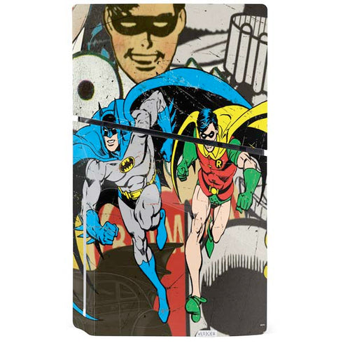 DC Comics Batman and Robin Vintage Action Pose PS5 Slim Disk Console Skin