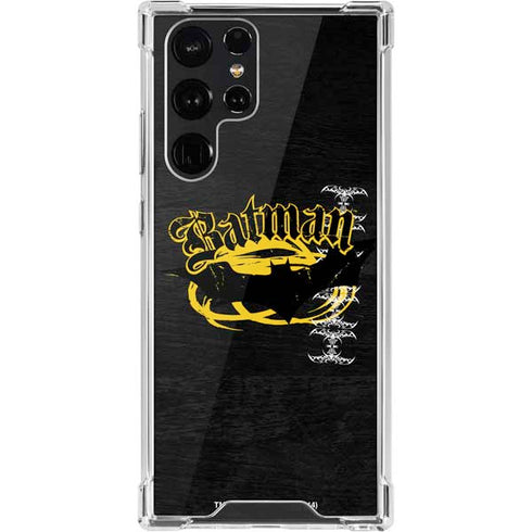 DC Comics Batman Dark Knight Logo Yellow & Black Galaxy S22 Ultra Clear Case