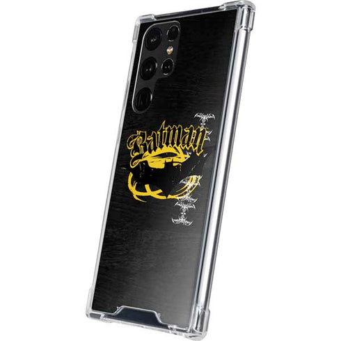 DC Comics Batman Dark Knight Logo Yellow & Black Galaxy S22 Ultra Clear Case