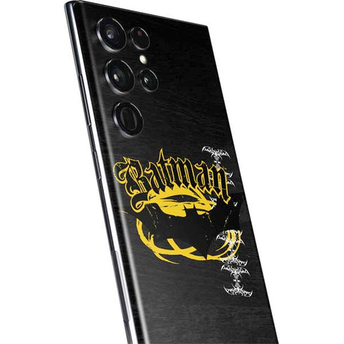 DC Comics Batman Dark Knight Logo Yellow & Black Galaxy S22 Ultra Skin