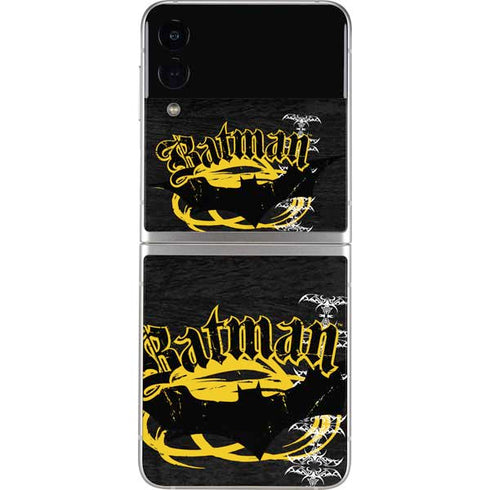 DC Comics Batman Dark Knight Logo Yellow & Black Galaxy Z Flip4 5G Skin