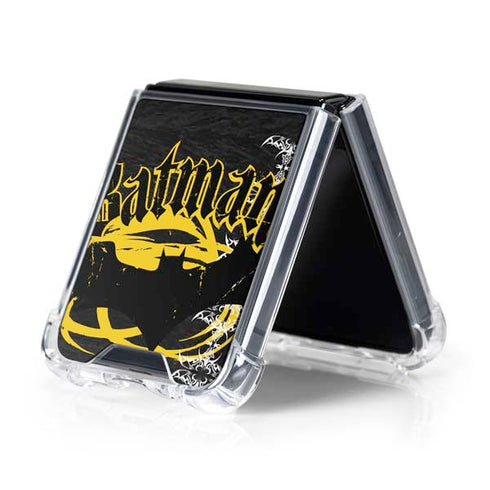 DC Comics Batman Dark Knight Logo Yellow & Black Galaxy Z Flip5 5G Clear Case