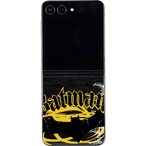DC Comics Batman Dark Knight Logo Yellow & Black Galaxy Z Flip5 5G Skin