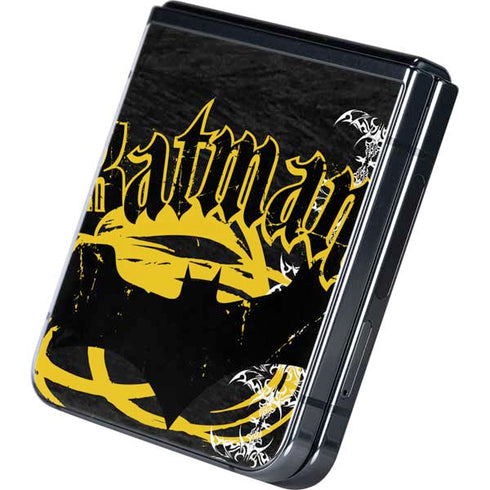 DC Comics Batman Dark Knight Logo Yellow & Black Galaxy Z Flip5 5G Skin