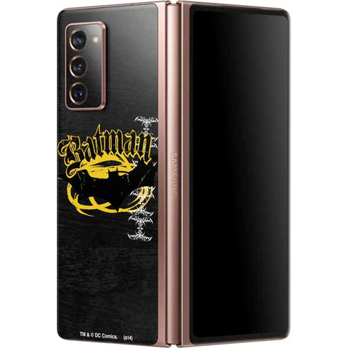 DC Comics Batman Dark Knight Logo Yellow & Black Galaxy Z Fold2 5G Skin