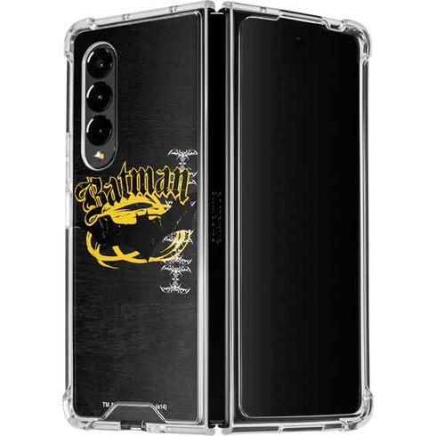 DC Comics Batman Dark Knight Logo Yellow & Black Galaxy Z Fold4 5G Clear Case