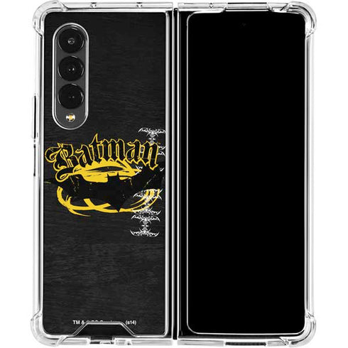 DC Comics Batman Dark Knight Logo Yellow & Black Galaxy Z Fold4 5G Clear Case