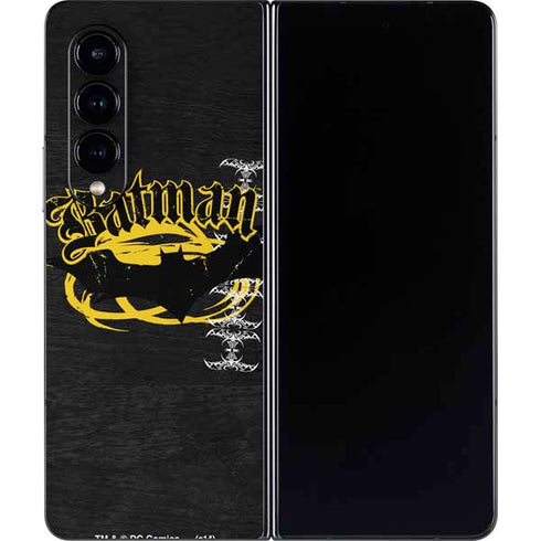 DC Comics Batman Dark Knight Logo Yellow & Black Galaxy Z Fold4 5G Skin