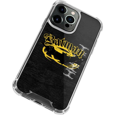 DC Comics Batman Dark Knight Logo Yellow & Black iPhone 13 Pro Max Clear Case